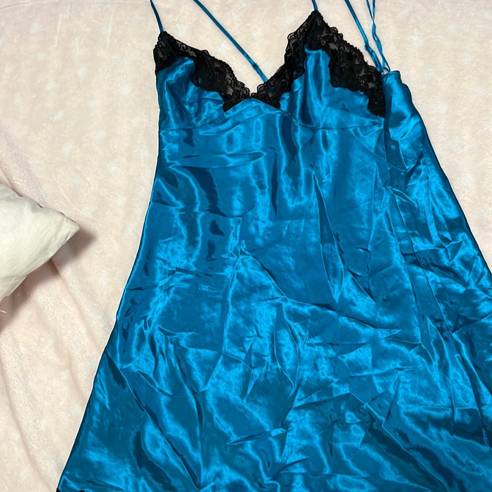 Turquoise blue chemise satin